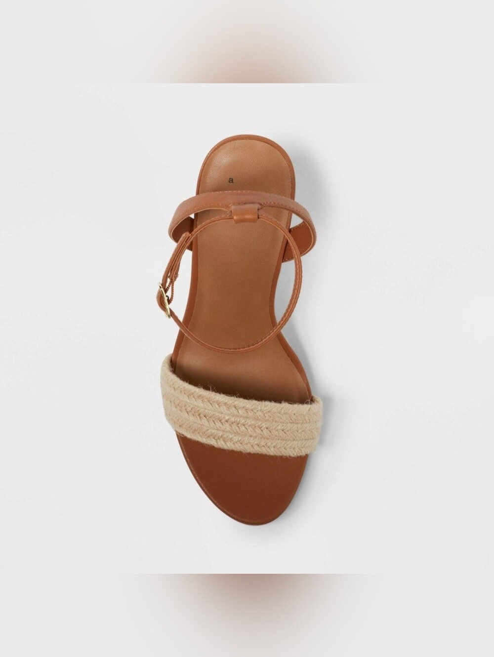 NWT Tan Natural Ankle Strap Espadrille Wedge Sandals Brown Heels Faux Leather 9 - Picture 5 of 17